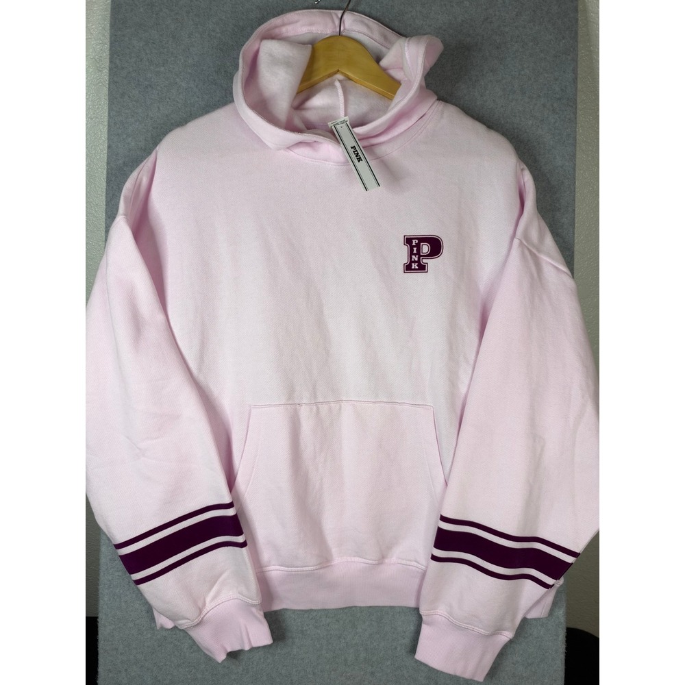 Victoria's Secret PINK Light Pink Logo Pullover Hoodie Size Large NWT